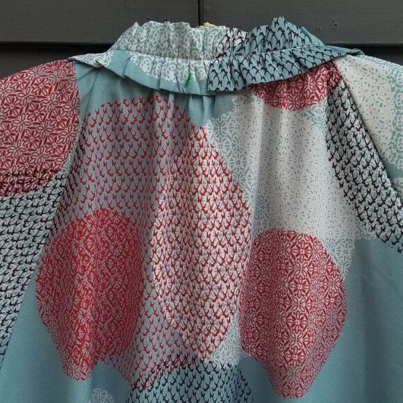 Renee C Boho circle Print Peasant BlouseSize Large - Picture 7 of 10